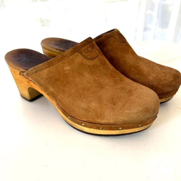 UGG Women's Distressed Size 8 Suede Clog Wood heeled_Size 9 - Picture 1 of 6